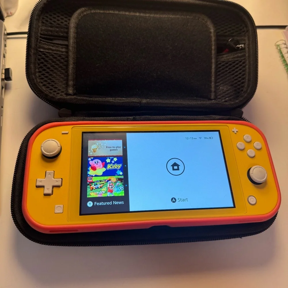 Yellow Nintendo Switch Lite Handheld Console w/ Protective & Travel Case